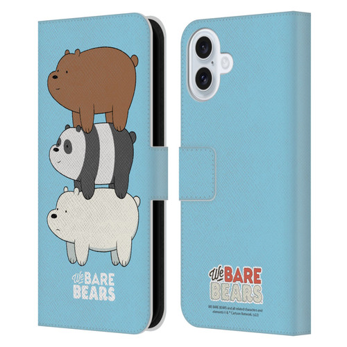 We Bare Bears Character Art Group 3 Leather Book Wallet Case Cover For Apple iPhone 16 Plus