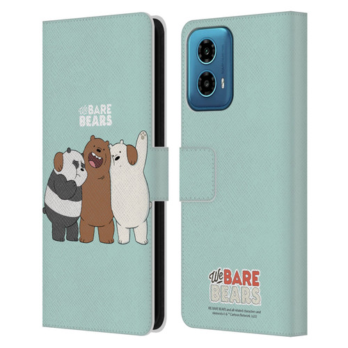We Bare Bears Character Art Group 1 Leather Book Wallet Case Cover For Motorola Moto G34 5G