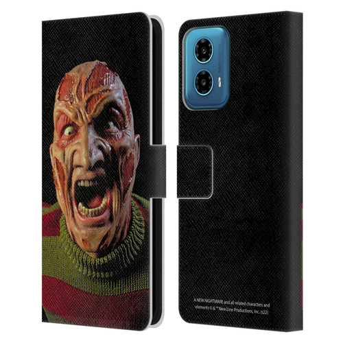 A Nightmare On Elm Street: New Nightmare Graphics Freddy Leather Book Wallet Case Cover For Motorola Moto G34 5G