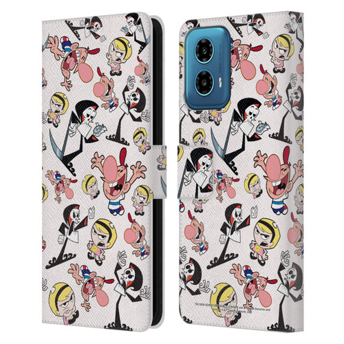 The Grim Adventures of Billy & Mandy Graphics Icons Leather Book Wallet Case Cover For Motorola Moto G34 5G