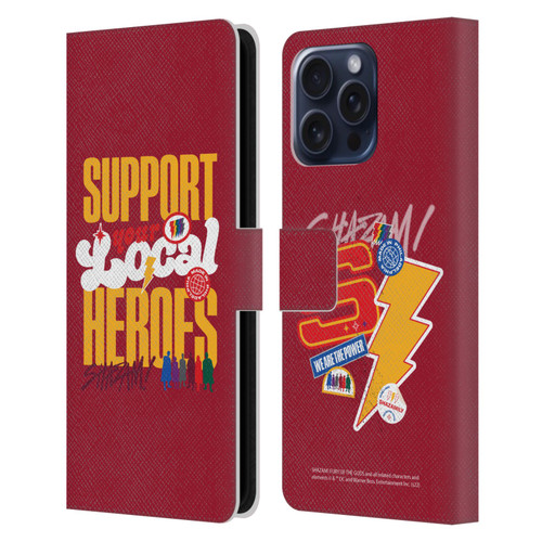 Shazam!: Fury Of The Gods Graphics Typography Leather Book Wallet Case Cover For Apple iPhone 16 Pro Max