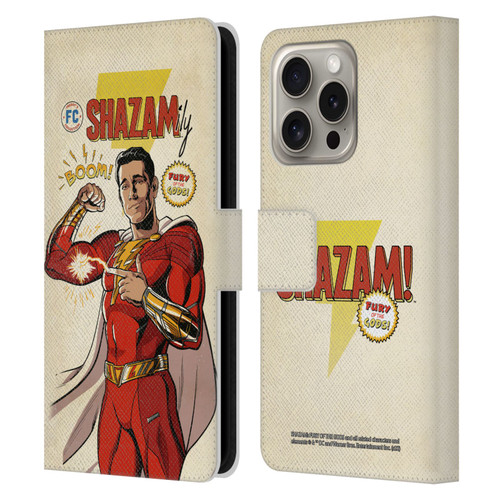 Shazam!: Fury Of The Gods Graphics Comic Leather Book Wallet Case Cover For Apple iPhone 16 Pro