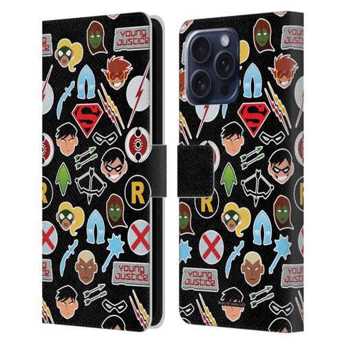 Young Justice Graphics Icons Leather Book Wallet Case Cover For Apple iPhone 16 Pro Max