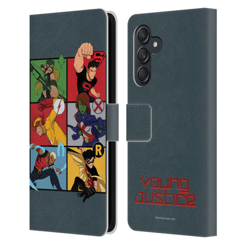 Young Justice Graphics Character Art Leather Book Wallet Case Cover For Samsung Galaxy M55 5G
