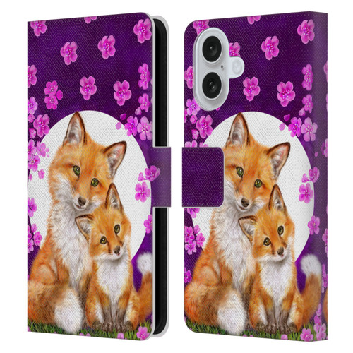 Kayomi Harai Animals And Fantasy Mother & Baby Fox Leather Book Wallet Case Cover For Apple iPhone 16