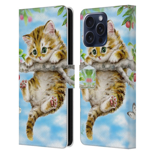 Kayomi Harai Animals And Fantasy Cherry Tree Kitten Leather Book Wallet Case Cover For Apple iPhone 16 Pro Max