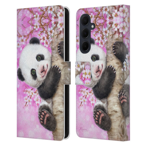 Kayomi Harai Animals And Fantasy Cherry Blossom Panda Leather Book Wallet Case Cover For Samsung Galaxy A35 5G