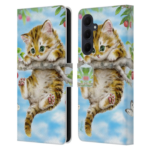 Kayomi Harai Animals And Fantasy Cherry Tree Kitten Leather Book Wallet Case Cover For Samsung Galaxy A35 5G