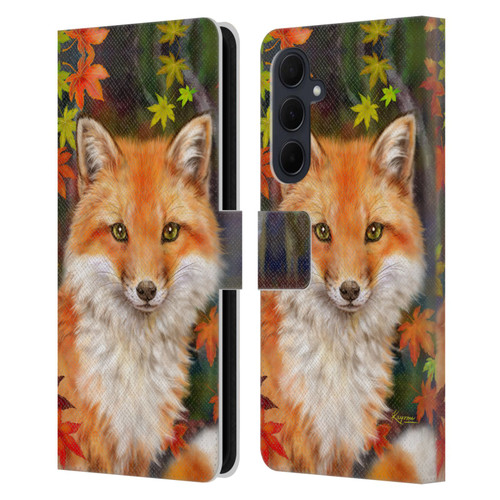Kayomi Harai Animals And Fantasy Fox With Autumn Leaves Leather Book Wallet Case Cover For Samsung Galaxy A35 5G