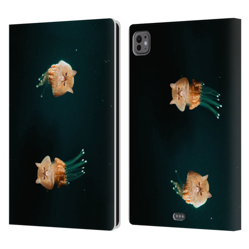 Pixelmated Animals Surreal Pets Jellyfish Cats Leather Book Wallet Case Cover For Apple iPad Pro 11 M4 2024