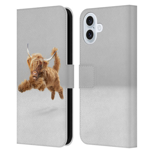Pixelmated Animals Surreal Pets Highland Pup Leather Book Wallet Case Cover For Apple iPhone 16 Plus