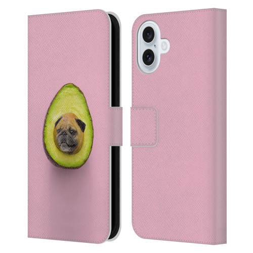 Pixelmated Animals Surreal Pets Pugacado Leather Book Wallet Case Cover For Apple iPhone 16 Plus