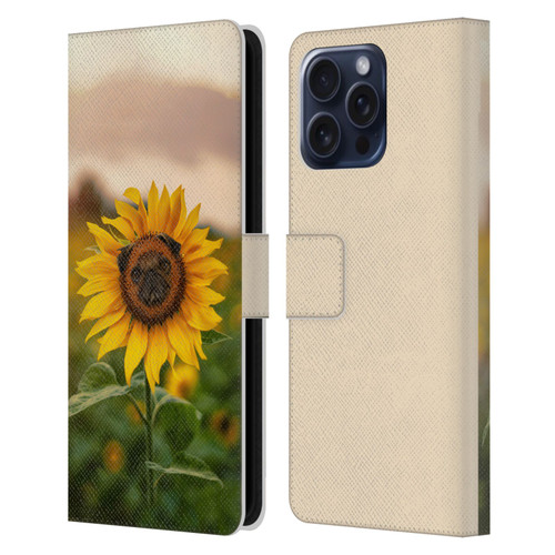 Pixelmated Animals Surreal Pets Pugflower Leather Book Wallet Case Cover For Apple iPhone 16 Pro Max