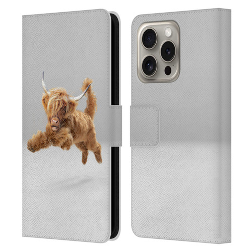 Pixelmated Animals Surreal Pets Highland Pup Leather Book Wallet Case Cover For Apple iPhone 16 Pro