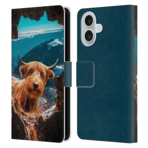 Pixelmated Animals Surreal Wildlife Cowpup Leather Book Wallet Case Cover For Apple iPhone 16