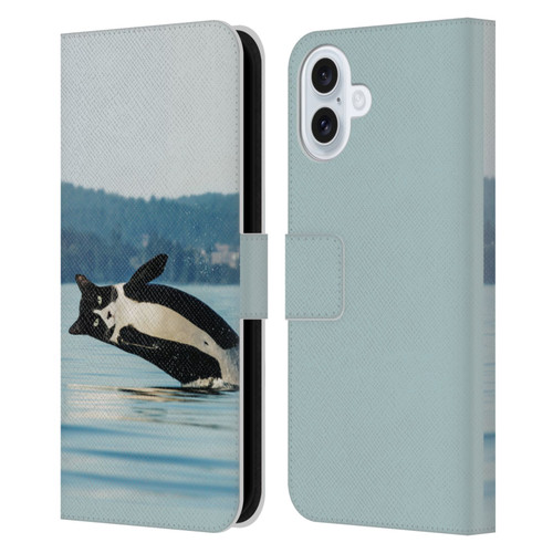 Pixelmated Animals Surreal Wildlife Orcat Leather Book Wallet Case Cover For Apple iPhone 16 Plus