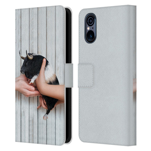 Pixelmated Animals Surreal Wildlife Guinea Bull Leather Book Wallet Case Cover For Sony Xperia 5 V 5G