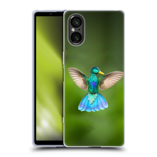 Pixelmated Animals Surreal Wildlife Quaking Bird Soft Gel Case for Sony Xperia 5 V 5G