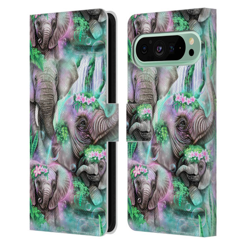 Sheena Pike Animals Daydream Elephants Lagoon Leather Book Wallet Case Cover For Google Pixel 9 Pro XL