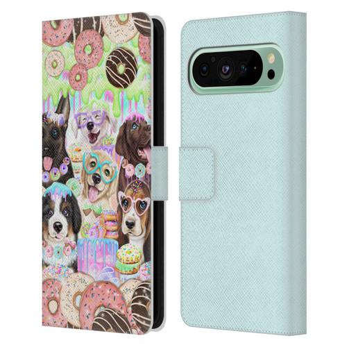 Sheena Pike Animals Puppy Dogs And Donuts Leather Book Wallet Case Cover For Google Pixel 9 Pro XL
