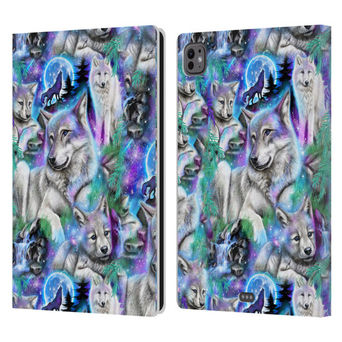 Sheena Pike Animals Daydream Galaxy Wolves Leather Book Wallet Case Cover For Apple iPad Pro 11 M4 2024