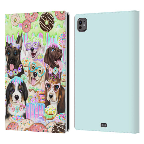 Sheena Pike Animals Puppy Dogs And Donuts Leather Book Wallet Case Cover For Apple iPad Pro 11 M4 2024