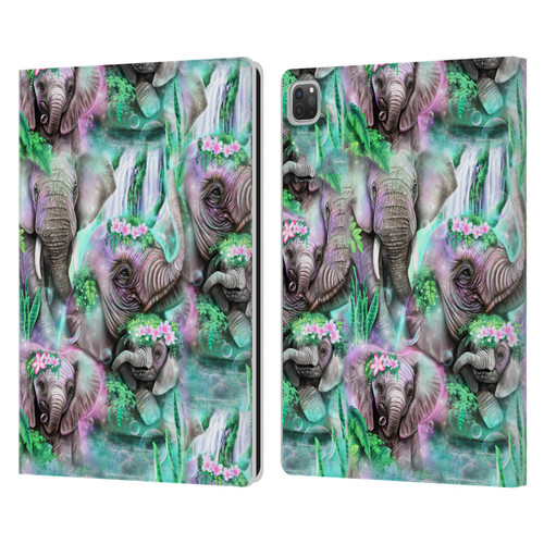 Sheena Pike Animals Daydream Elephants Lagoon Leather Book Wallet Case Cover For Apple iPad Pro 13 M4 2024