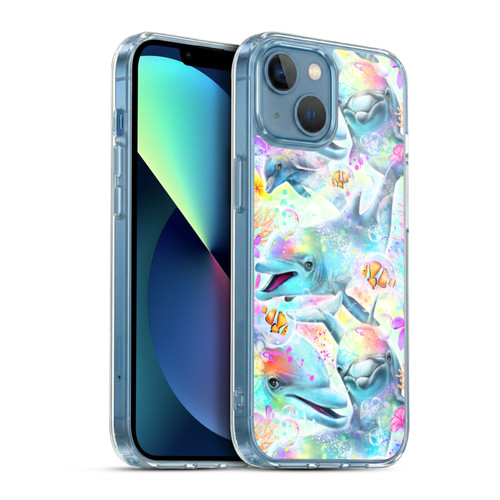 Sheena Pike Animals Rainbow Dolphins & Fish Soft Gel Case for Apple iPhone 13 Mini & MagSafe
