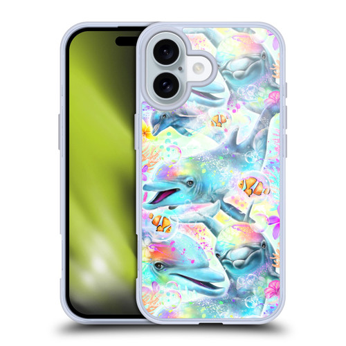 Sheena Pike Animals Rainbow Dolphins & Fish Soft Gel Case for Apple iPhone 16