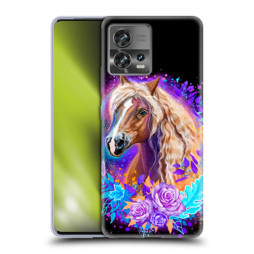 Sheena Pike Animals Purple Horse Spirit With Roses Soft Gel Case for Motorola Moto Edge 30 Fusion