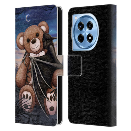 Sarah Richter Animals Bat Cuddling A Toy Bear Leather Book Wallet Case Cover For OnePlus 12R