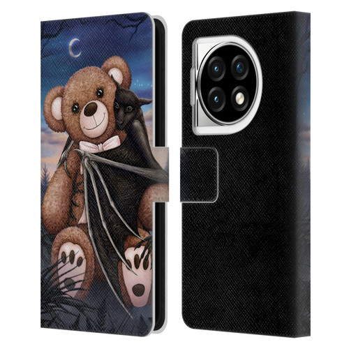 Sarah Richter Animals Bat Cuddling A Toy Bear Leather Book Wallet Case Cover For OPPO OnePlus Ace 3 5G