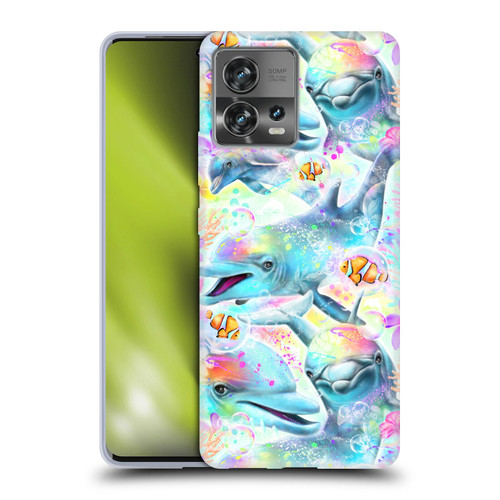 Sheena Pike Animals Rainbow Dolphins & Fish Soft Gel Case for Motorola Moto Edge 30 Fusion
