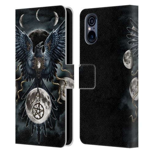 Sarah Richter Animals Gothic Black Raven Leather Book Wallet Case Cover For Sony Xperia 5 V 5G