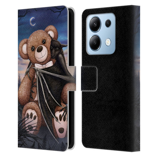 Sarah Richter Animals Bat Cuddling A Toy Bear Leather Book Wallet Case Cover For Xiaomi Redmi Note 13/13 Pro 5G