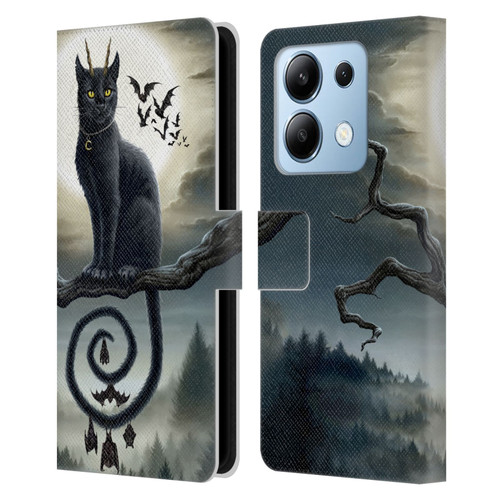 Sarah Richter Animals Gothic Black Cat & Bats Leather Book Wallet Case Cover For Xiaomi Redmi Note 13/13 Pro 5G