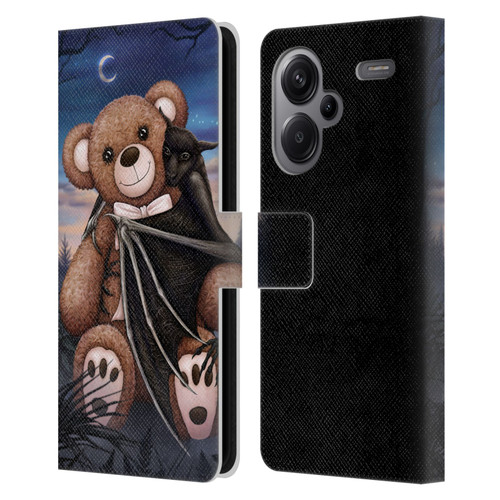 Sarah Richter Animals Bat Cuddling A Toy Bear Leather Book Wallet Case Cover For Xiaomi Redmi Note 13 Pro Plus 5G