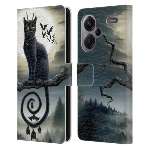 Sarah Richter Animals Gothic Black Cat & Bats Leather Book Wallet Case Cover For Xiaomi Redmi Note 13 Pro Plus 5G