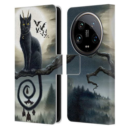 Sarah Richter Animals Gothic Black Cat & Bats Leather Book Wallet Case Cover For Xiaomi 14 Ultra