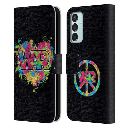 War Graphics Heart Logo Leather Book Wallet Case Cover For Samsung Galaxy M15/F15 5G