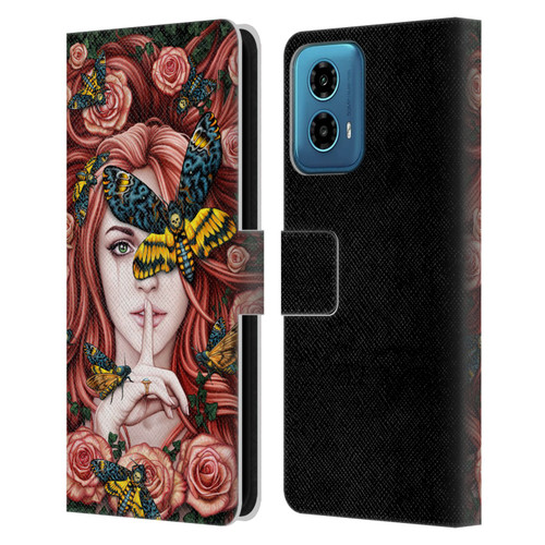 Sarah Richter Fantasy Silent Girl With Red Hair Leather Book Wallet Case Cover For Motorola Moto G34 5G