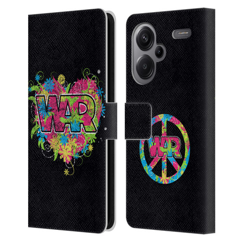 War Graphics Heart Logo Leather Book Wallet Case Cover For Xiaomi Redmi Note 13 Pro Plus 5G