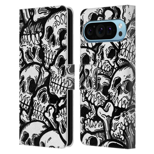 Matt Bailey Skull All Over Leather Book Wallet Case Cover For Google Pixel 9 / Pixel 9 Pro