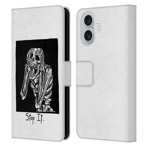 Matt Bailey Skull Stop It Leather Book Wallet Case Cover For Apple iPhone 16