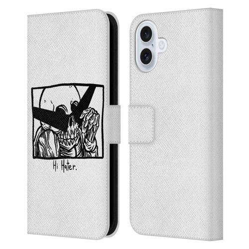 Matt Bailey Skull Hi Hater Leather Book Wallet Case Cover For Apple iPhone 16 Plus