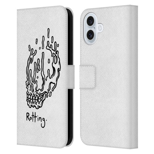Matt Bailey Skull Rotting Leather Book Wallet Case Cover For Apple iPhone 16 Plus