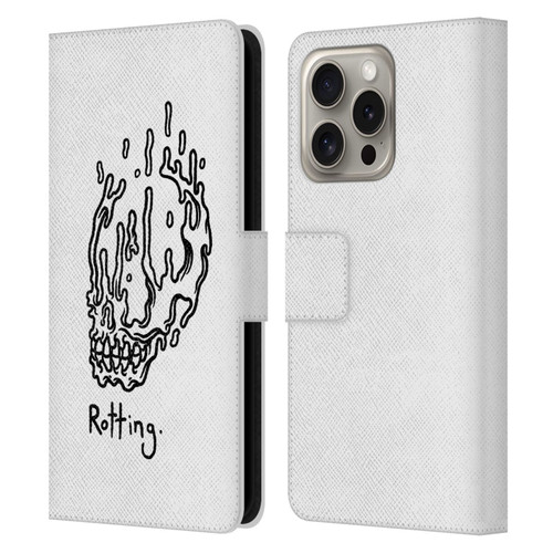 Matt Bailey Skull Rotting Leather Book Wallet Case Cover For Apple iPhone 16 Pro