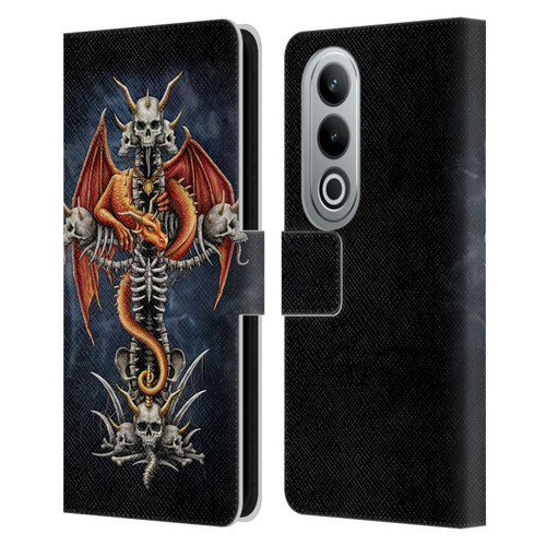 Sarah Richter Fantasy Creatures Red Dragon Guarding Bone Cross Leather Book Wallet Case Cover For OPPO OnePlus Ace 3V 5G