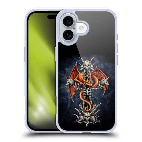 Sarah Richter Fantasy Creatures Red Dragon Guarding Bone Cross Soft Gel Case for Apple iPhone 16