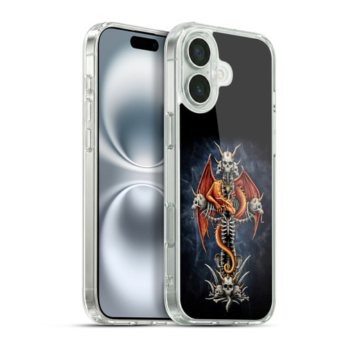 Sarah Richter Fantasy Creatures Red Dragon Guarding Bone Cross Soft Gel Case for Apple iPhone 16 Plus & MagSafe